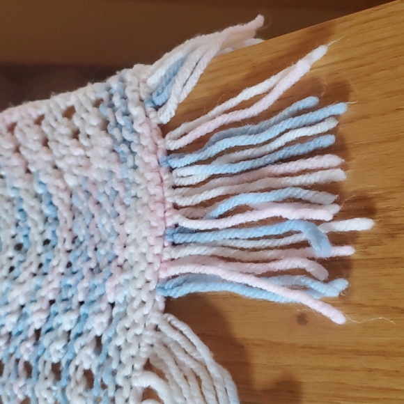 New Unused Vintage Crocheted Baby Afghan/Blanket, Pink,Blue,White, 50x45, Gorg! - Picture 12 of 13